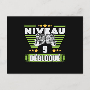 Cadeau 9 ans Anniversaire Gamer Niveau 9 Débloqué Postcard