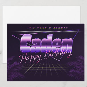 Caden Name Vorname lila retro Karte Geburtstag Card