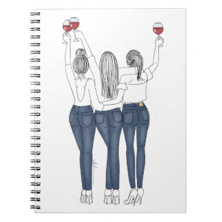 Caderno Desenho Amigas com Vinho Notebook
