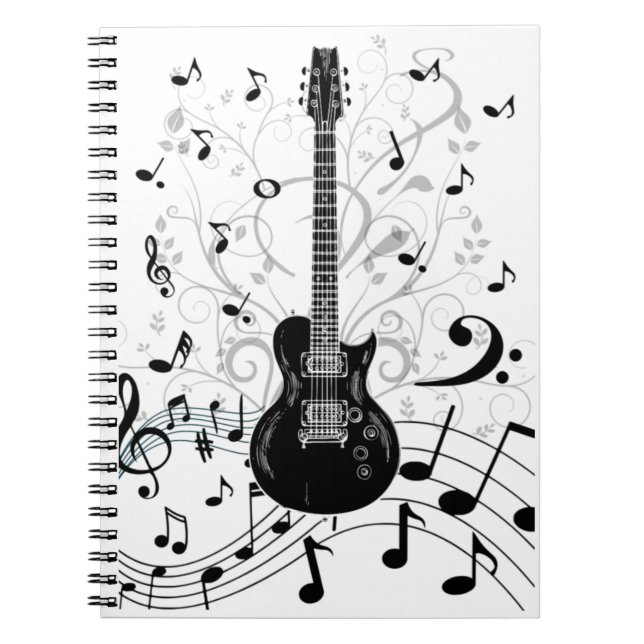 Caderno Espiral musical com guitarra Notebook (Front)