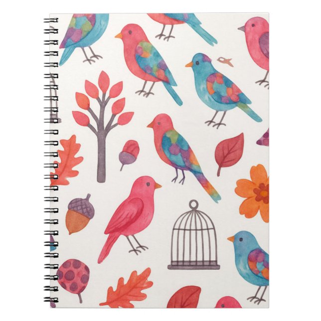 Caderno Espiral  Pássaros e Flores DESING Notebook (Front)