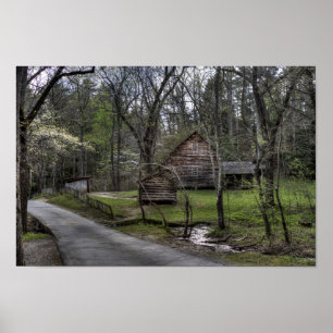 Cades Cove Rustic Cabin Landscape Poster