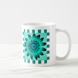 Cadet Blue Daisy Flower, Pattern Stripes - Mug