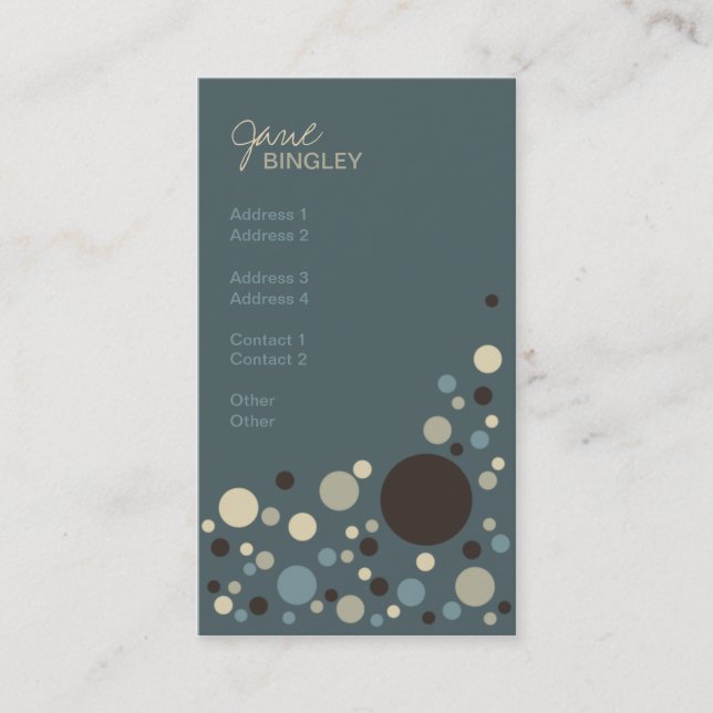 Cadet Blue & Tan Retro Dots Business Card (Front)