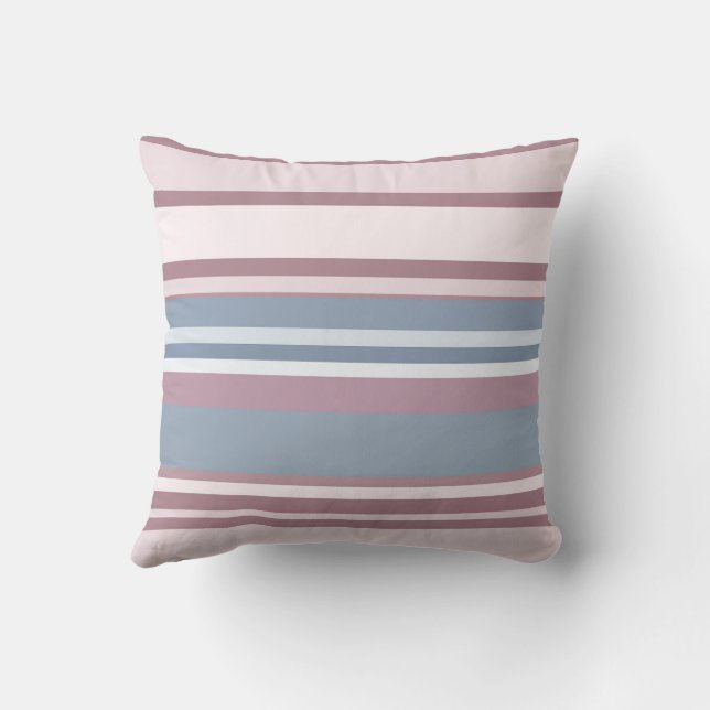 Cadet Grey and Desaturated Rose Stripes Cushion (Back)