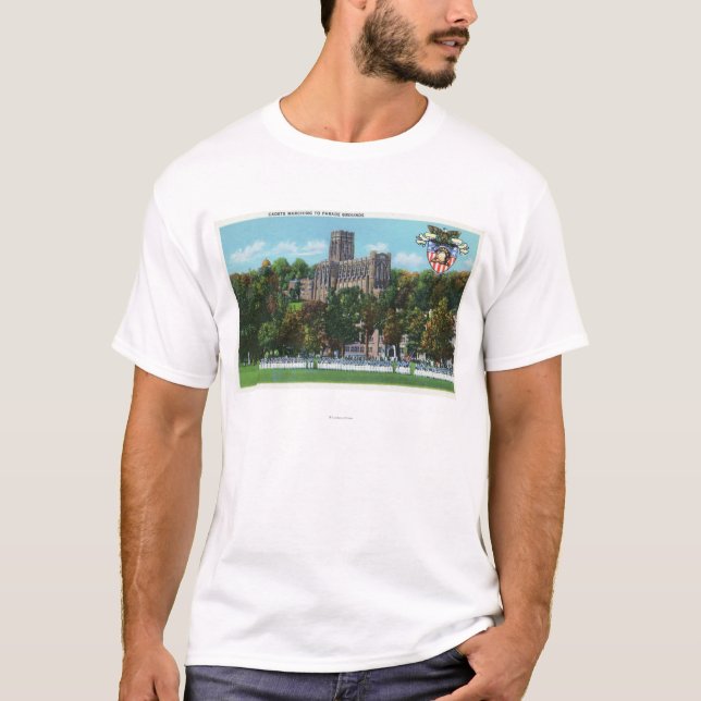 Cadets Marching to Parade Grounds Scene T-Shirt (Front)