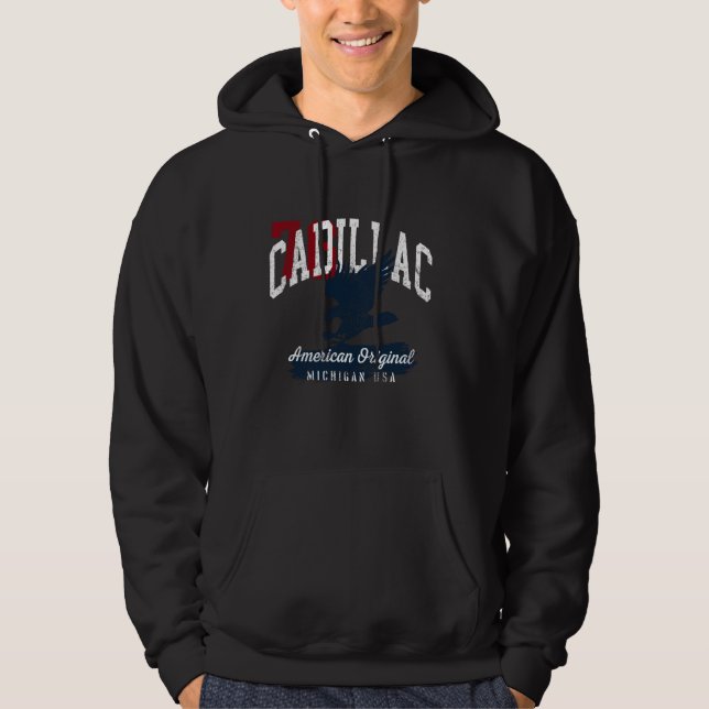 Cadillac Michigan Vintage Patriotic Sports Hoodie (Front)