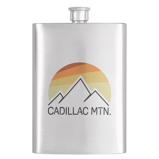 Cadillac Mountain Retro Hip Flask (Front)