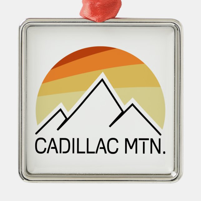 Cadillac Mountain Retro Metal Ornament (Front)