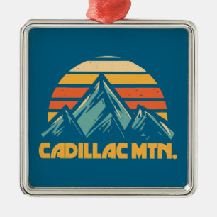 Cadillac Mountain Retro Turquoise Metal Ornament