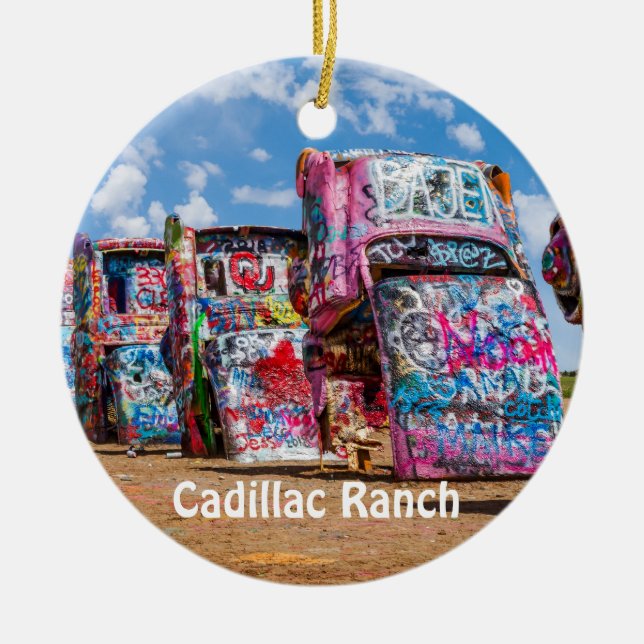 Cadillac Ranch, Texas, 2 sided ornament (Front)
