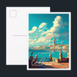 Cadiz Spain vintage travel illustration Postcard<br><div class="desc">Cadiz Spain vintage travel place illustration</div>