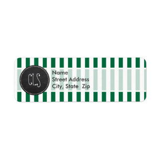 Cadmium Green Stripes; Retro Chalkboard Return Address Label