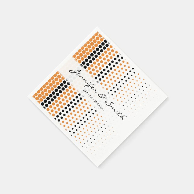 Cadmium Orange and Black Polka Dot Napkin (Corner)