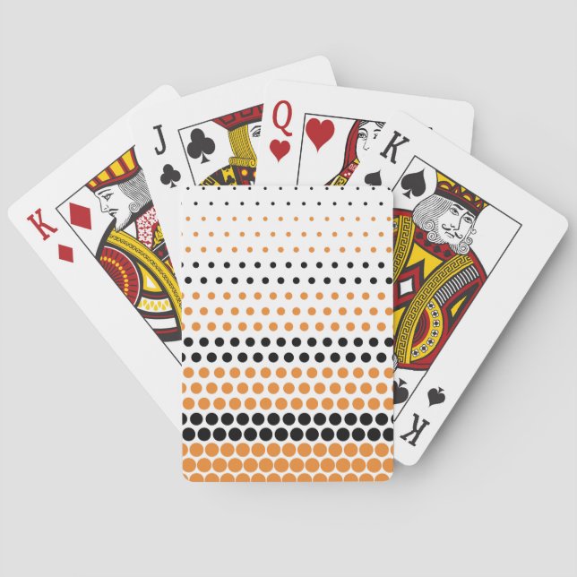 Cadmium Orange and Black Polka Dot Playing Cards (Back)