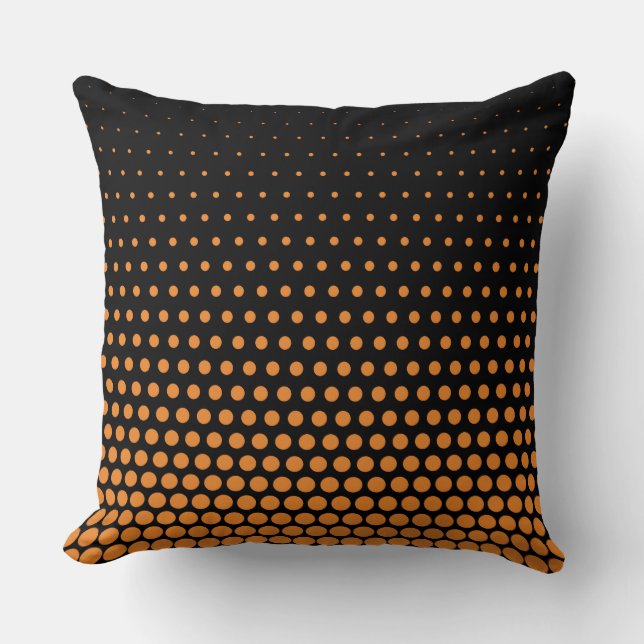 Cadmium Orange Polka Dot Modern Black Cushion (Front)