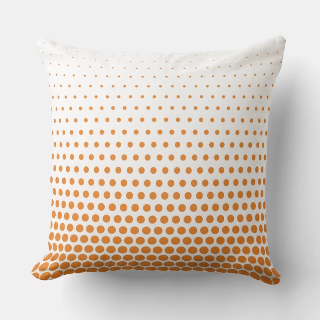 Cadmium Orange Polka Dot Modern White Cushion (Front)
