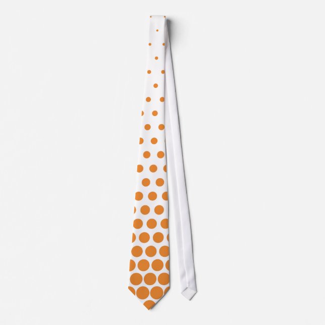 Cadmium Orange Polka Dot Modern White Tie (Front)