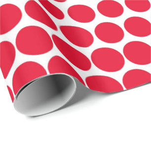 Cadmium Red Polka Dot Modern White Wrapping Paper
