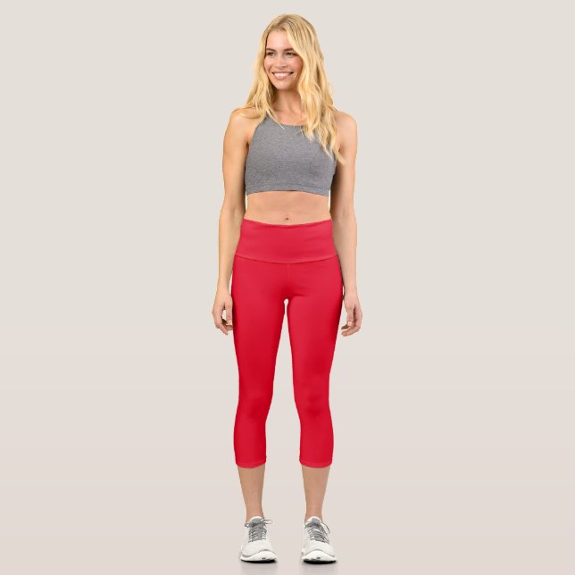 Cadmium red (solid color)  capri leggings (Front)