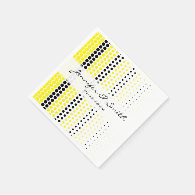 Cadmium Yellow and Black Polka Dot Napkin (Corner)