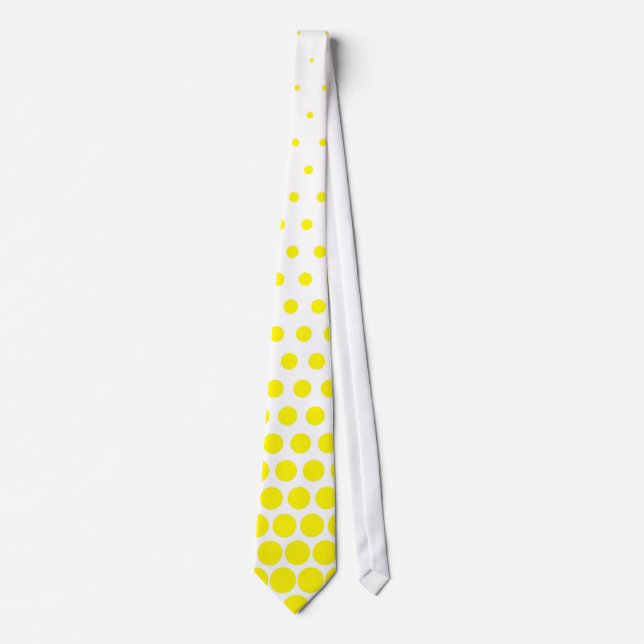 Cadmium Yellow Polka Dot Modern White Tie (Front)