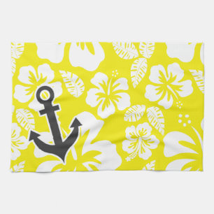 Cadmium Yellow Tropical Hibiscus; Anchor Tea Towel