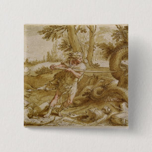Cadmus about to attack a Dragon 15 Cm Square Badge