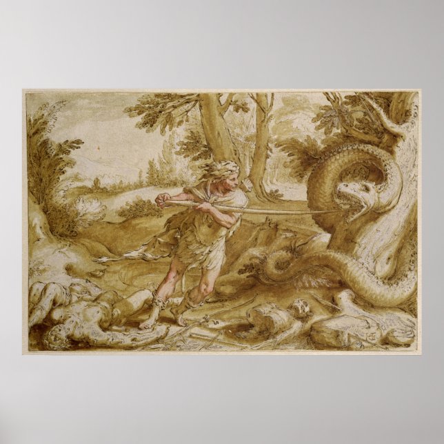 Cadmus about to attack a Dragon Poster (Front)