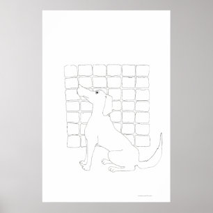 Cador Dog Squares Drawing Colouring Poster