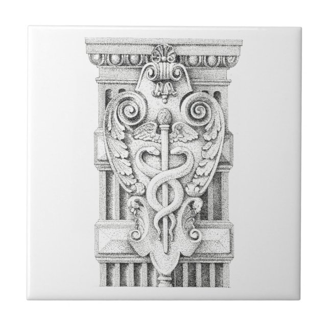 CADUCEUS 4.25" Square Ceramic Tile (Front)