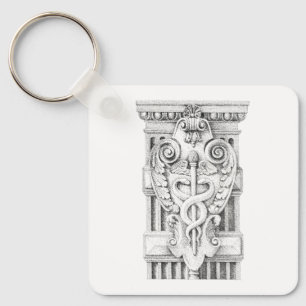 CADUCEUS Aluminium Square Keychain 