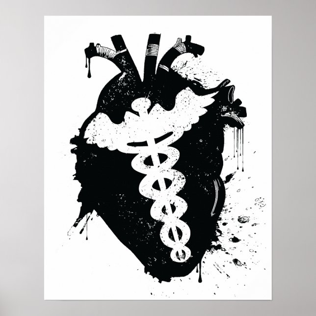 caduceus anatomical heart poster (Front)