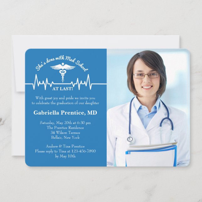 Caduceus and Life Line Photo Invitation (Front)