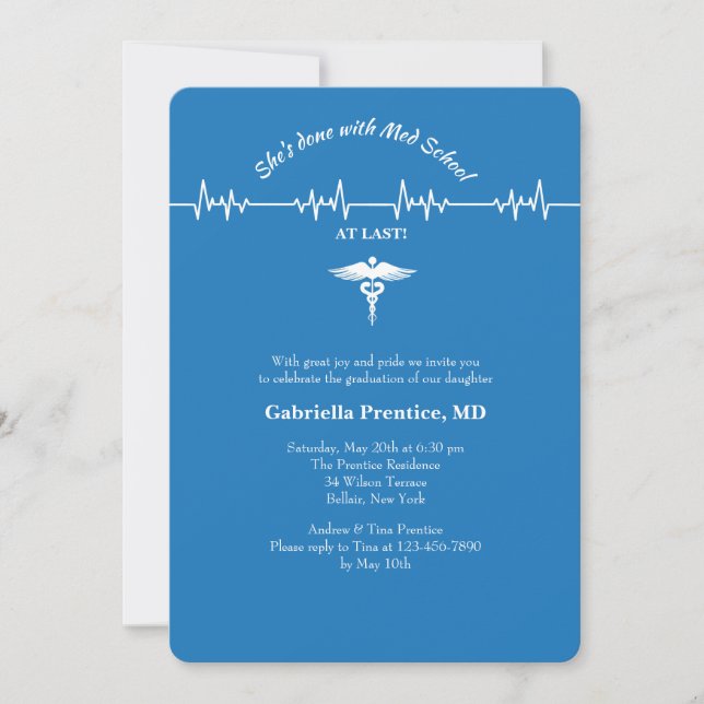 Caduceus and Life Line Vertical Invitation (Front)