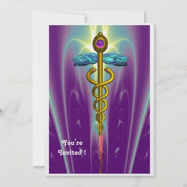 CADUCEUS blue pink violet purple amethyst ice Invitation (Front)