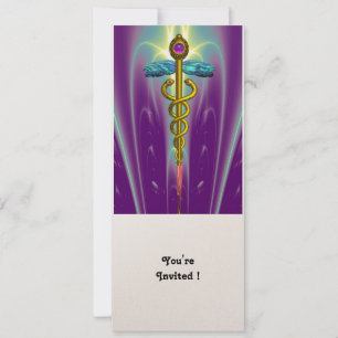 CADUCEUS blue violet purple amethyst champagne Invitation