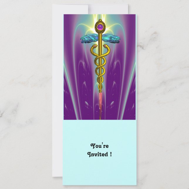 CADUCEUS blue violet purple amethyst white Invitation (Front)