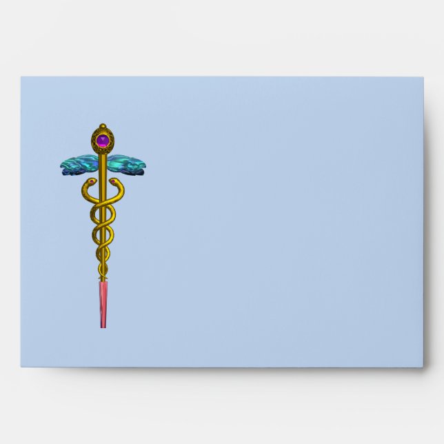 CADUCEUS, bright blue ,pink violet amethyst Envelope (Front)