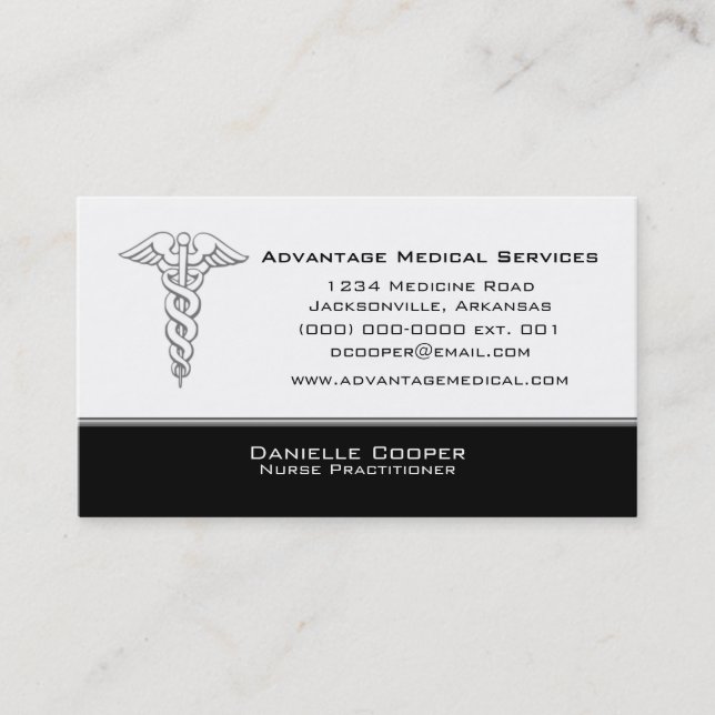 Caduceus Business Card, Black Card (Front)