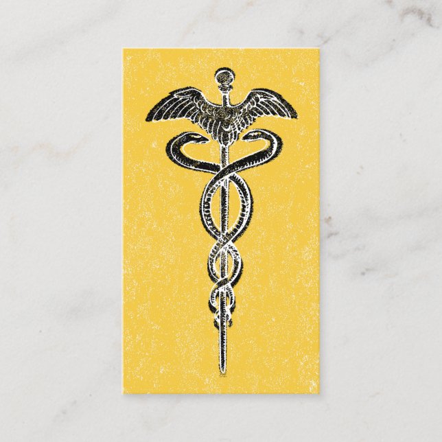 Caduceus Business Cards - Nurse Medical Yellow (Front)