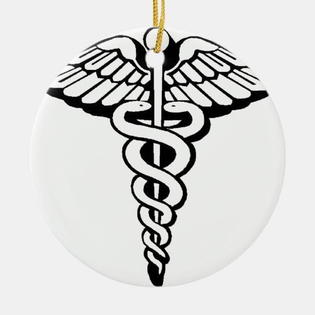 Caduceus Ceramic Ornament (Front)