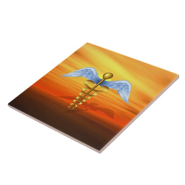 Caduceus Ceramic Tile (Side)