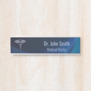 Caduceus Chrome Dark Holographic 3D Medical Door Sign