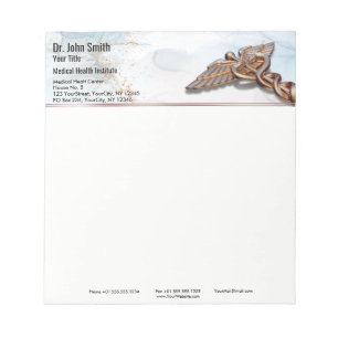 Caduceus Copper Rose Gold Luxury Medical Marble Notepad