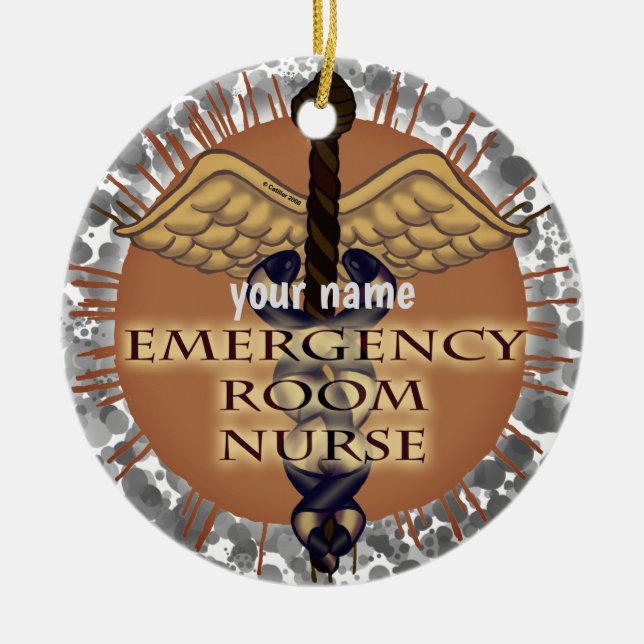 Caduceus custom ER Nurse ornament  (Front)