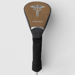 Caduceus Doctor Brown & Black Personalised Golf Head Cover