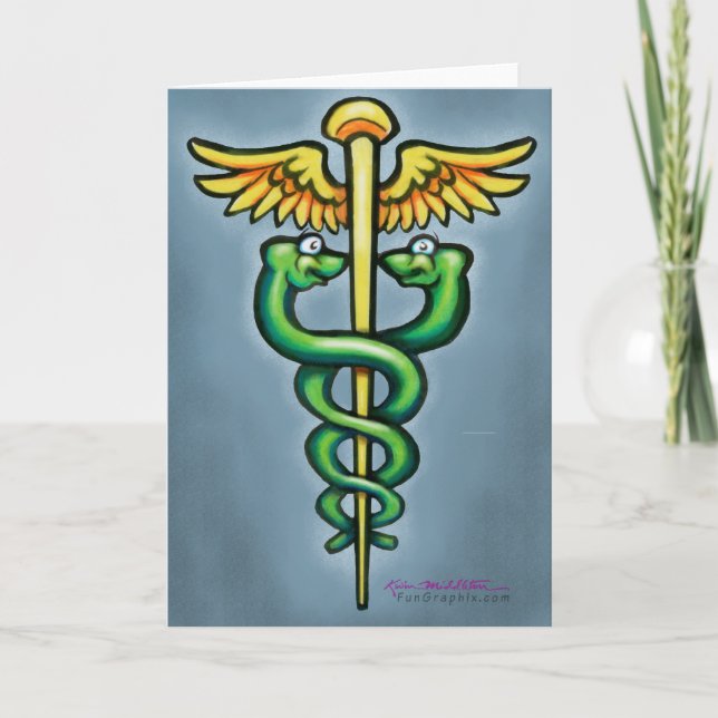 Caduceus Folded Greeting Card (Front)