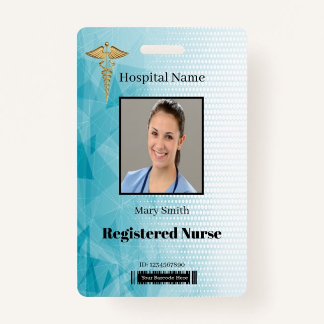 Caduceus Geometric Vertical Photo ID ID Badge (Front)