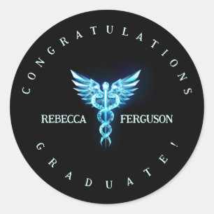 Caduceus Graduation Party Decoration Classic Round Sticker